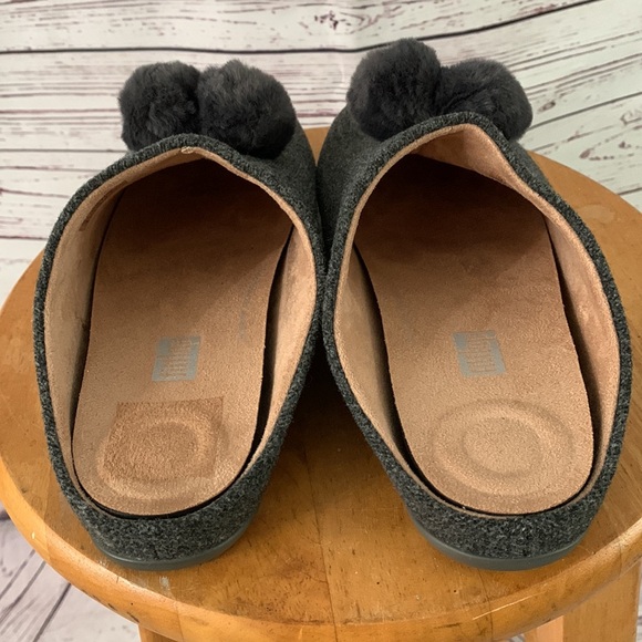 NWT Size 9 FitFlop Christie pom-Pom slippers. Pewter grey - Picture 3 of 4